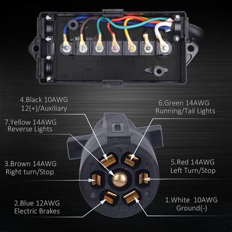 7-way molded trailer plug with junction box 10 long|7 way trailer wiring kit.